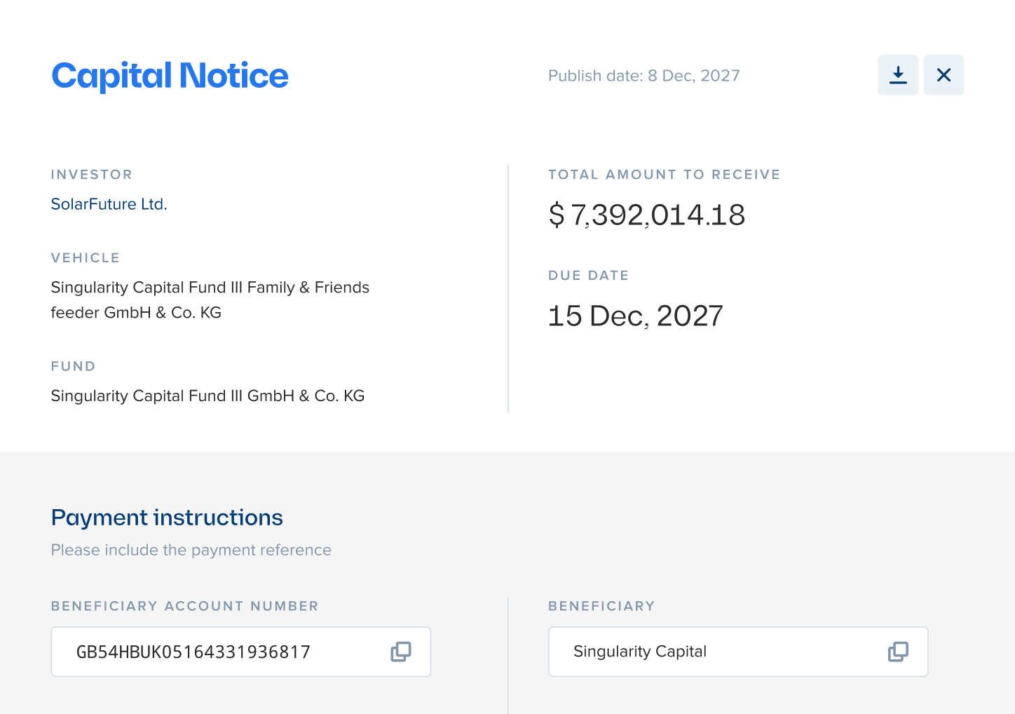 Create capital notices in minutes
